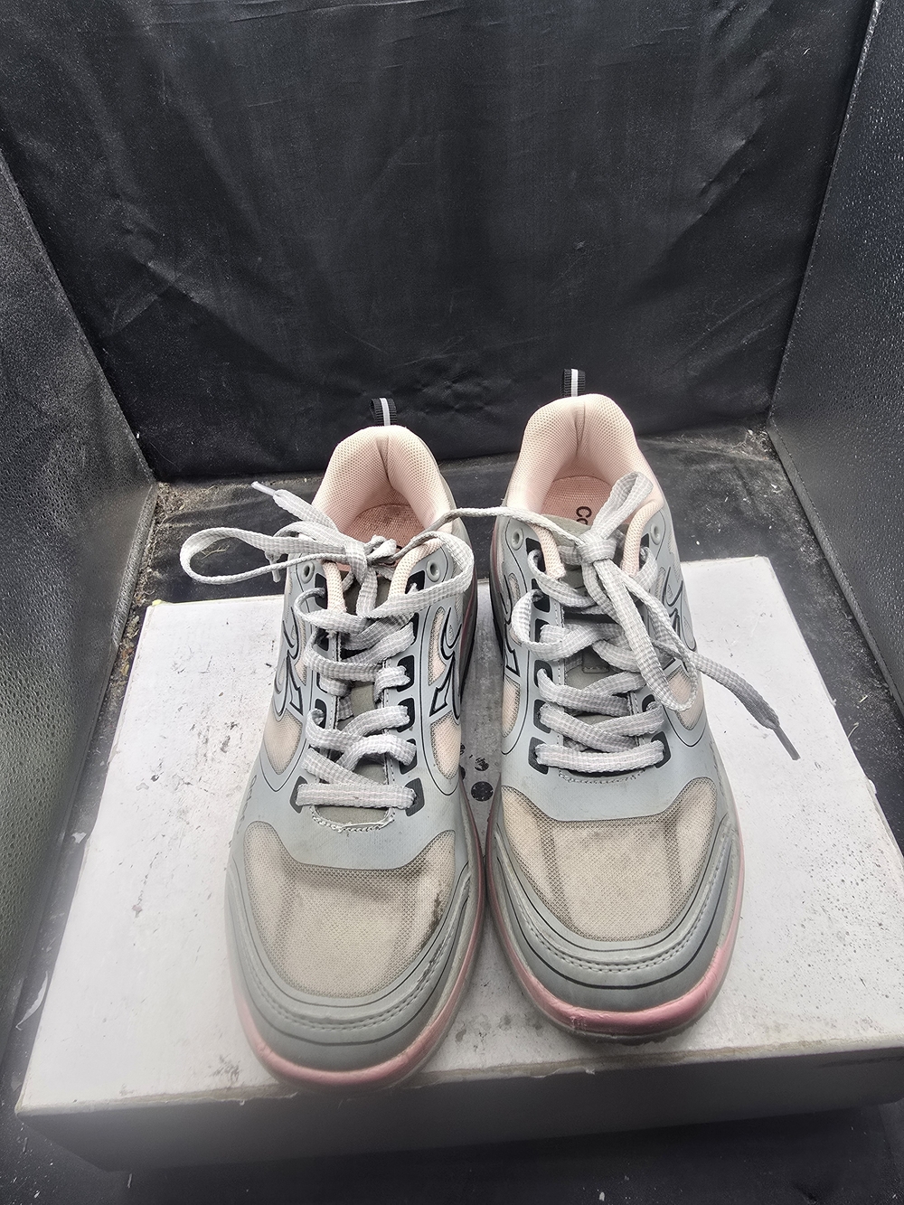 Gray and Pink Women's Athletic Sneakers with Supportive Cushioning